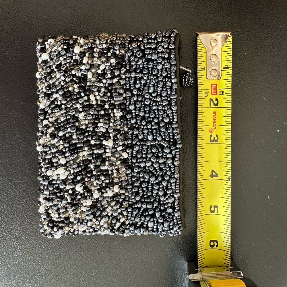 Elegant Black and White Beaded Pouch
